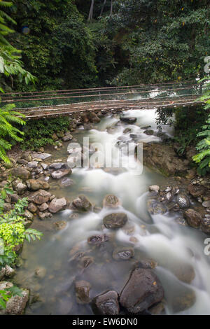 Chute d'eau à étudier Hot Spring, Sabah, Bornéo Malaisie montrant de l'eau Débit d'obturation lente de capture Banque D'Images