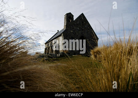 L'Église du Bon Pasteur le long des rives du Lac Tekapo, Nouvelle-Zélande. Banque D'Images