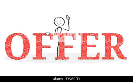 Attention concept illustration avec petit style cartoon, l'homme d'offrir Banque D'Images