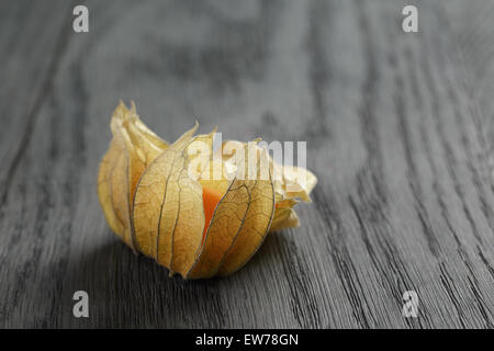 Physalis des fruits sur la table en bois de chêne Banque D'Images