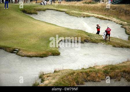 University Place, Washington, USA. 18 Juin, 2015. 9e trou sur la première journée de l'US Open Golf Championship à Chambers Bay Golf Course, University Place, Wasington State, USA le 18 juin 2015. Credit : Koji Aoki/AFLO/Alamy Live News Banque D'Images