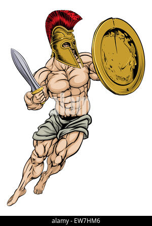 Une illustration d'une forte musculaire guerrier de Troie Banque D'Images