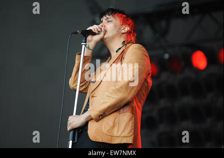 Groupe de rock américain The Strokes en tournée à l'heure d'été britannique Festival à Hyde Park, Londres, Angleterre. 18 juin 2015 © Paul Treadway Banque D'Images