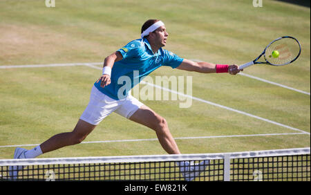 Londres, Royaume-Uni. 19 Juin, 2015. Aegon Tennis Championnat Queens. Gilles Muller (LUX) en action au cours de son quart de finale match contre Andy Murrary (GBR) : Action de Crédit Plus Sport/Alamy Live News Banque D'Images