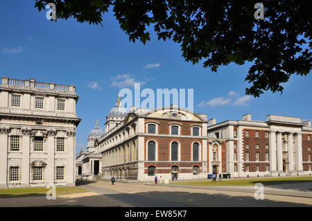 L'historique Old Royal Naval College, Greenwich, Londres, Royaume-Uni, vu du côté ouest Banque D'Images