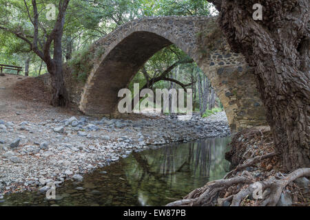 Pont d'Tzelefos vénitien ancien, dans les montagnes Troodos, l'île de Chypre Banque D'Images