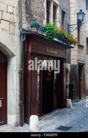 La Favola restaurant sur la rue jean-calvin dans la vieille ville de Genève Banque D'Images