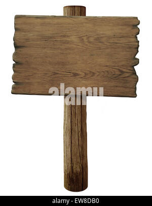 Vieux bois blanc isolé sign Banque D'Images