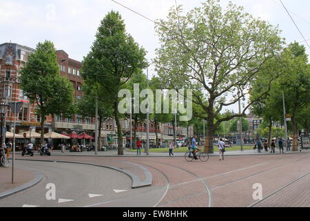 Rembrandtplein, le centre-ville d'Amsterdam aux Pays-Bas. Banque D'Images