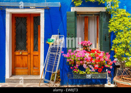 Maisons colorées sur la Burano, Venise, Italie Banque D'Images