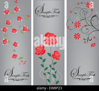 Ensemble de trois illustrations avec éléments floraux, vector Illustration de Vecteur
