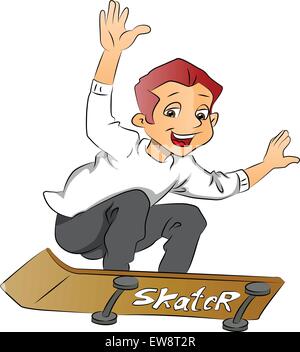 Garçon sur un skateboard, vector illustration Illustration de Vecteur