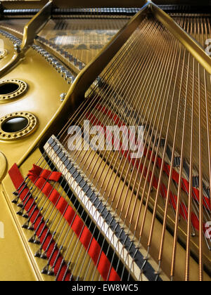 Plaque en fonte pour piano et cordes de Steinway and Sons, New York, USA Showroom Banque D'Images