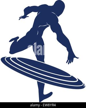 Captain America, Bleu Silhouette d'un homme, de lancer un bouclier rond, vector illustration Illustration de Vecteur