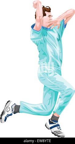 Vector illustration de cricket bowler en action. Illustration de Vecteur