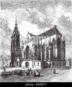 L'église Saint Martin à Colmar, France, vintage engraved illustration. Le Magasin pittoresque - Larive et Fleury - 1874 Illustration de Vecteur