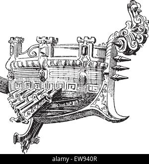 Bow, vintage engraved illustration. Bow, un terme qui se rapporte à la partie avant de la coque d'un navire ou bateau. La diction Illustration de Vecteur