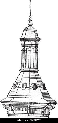 Puits de lumière de l'Église St-Eustache à Paris, vintage engraved illustration. Dictionnaire des mots et des choses - Larive et Fleury - 18 Illustration de Vecteur