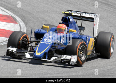 Felipe Nasr a participé au Grand Prix de Malaisie 2015 au volant de la voiture FP3. Cet événement faisait partie du Championnat du monde de formule 1, mettant en valeur l’implication de Nasr dans le sport automobile et sa performance dans l’une des prestigieuses courses du sport. Banque D'Images