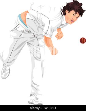 Vector illustration de cricket bowler propulsant la balle. Illustration de Vecteur
