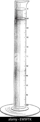 Cylindre gradué, un équipement de laboratoire utilisé pour mesurer le volume d'un liquide, vintage engraved illustration. Le Magasin Illustration de Vecteur