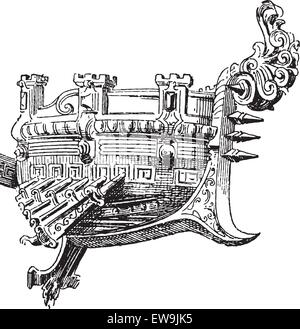 Bow, vintage engraved illustration. Bow, un terme qui se rapporte à la partie avant de la coque d'un navire ou bateau. La diction Illustration de Vecteur