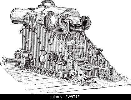 Canon obusier, vintage engraved illustration. Dictionnaire des mots et des choses - Larive et Fleury - 1895 Illustration de Vecteur