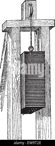 Pile Driver, vintage engraved illustration. Dictionnaire des mots et des choses - Larive et Fleury - 1895 Illustration de Vecteur