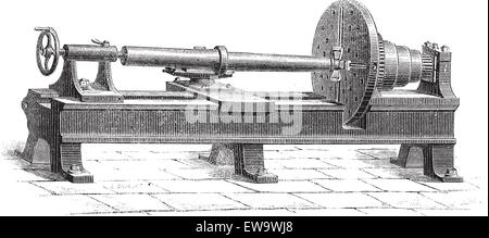 Vieille illustration gravée de la fabrication des canons. Encyclopédie industrielle E.-O. Lami - 1875. Illustration de Vecteur