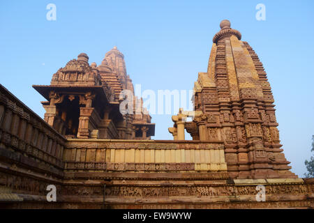 Inde Khajuraho Temples Lakshmana Temple Architecture View Khajuraho Banque D'Images