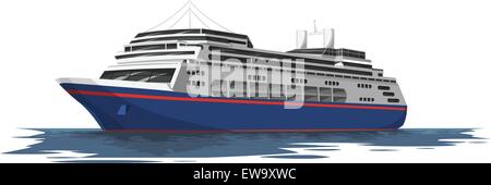 Vector illustration de bateau de croisière sur la mer. Illustration de Vecteur