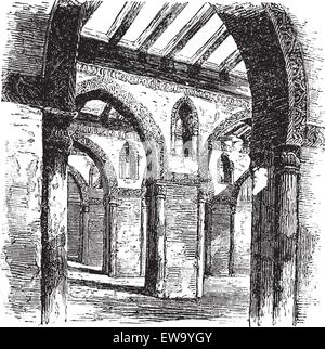 Ahmad Ibn Tulun, mosquée, ruines, Le Caire, Égypte, ancienne illustration gravée d'Ahmad Ibn Tulun, mosquée, Le Caire, Egypte, 1890. Illustration de Vecteur