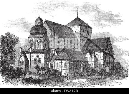 La Cathédrale de Nidaros à Trondheim, en Norvège, au cours des années 1890, vintage la gravure. Vieille illustration gravée de la cathédrale de Nidaros. Illustration de Vecteur