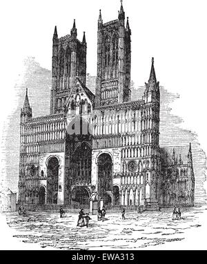 La Cathédrale de Lincoln ou l'église cathédrale de la Sainte Vierge Marie de Lincoln. vintage engraved illustration. Encyclopédie Trousset (1886 - 1891). Illustration de Vecteur