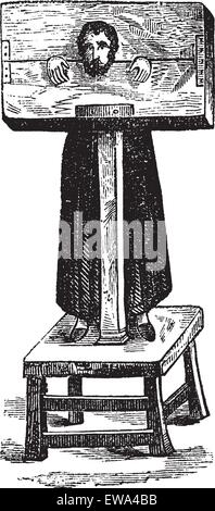 Pilori, après une gravure ancienne, vintage engraved illustration. Encyclopédie Trousset (1886 - 1891). Illustration de Vecteur