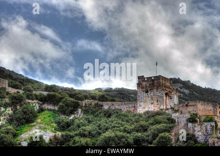 Le Fort mauresque sur Gibraltar, Royaume-Uni battant pavillon britannique. Banque D'Images