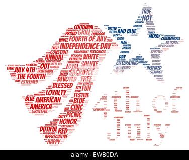 Tag Cloud de 4 juillet à la forme de "4 Juillet" Banque D'Images