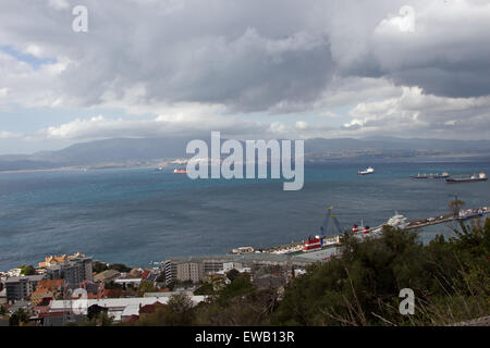 Vues de et de Gibraltar, Royaume-Uni. Banque D'Images