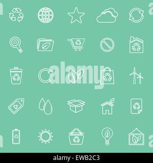 Ligne écologie icônes sur fond vert, vecteur d'actions Illustration de Vecteur