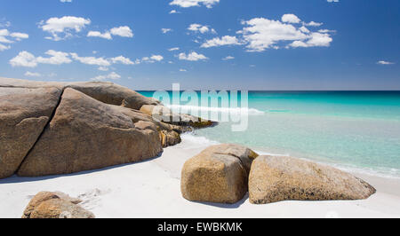 Superbe côte le long de la Bay of Fires, Tasmanie, Australie Banque D'Images