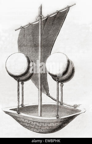 Francesco de Lana Terzi's Flying Boat concept c.1670. Francesco de Lana Terzi, 1631 - 1687. Jésuite italien, mathématicien et naturaliste, pionnier de l'aéronautique. Banque D'Images