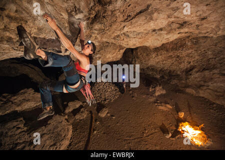 Escalade à El Arenal, Hidalgo, Mexique. Banque D'Images