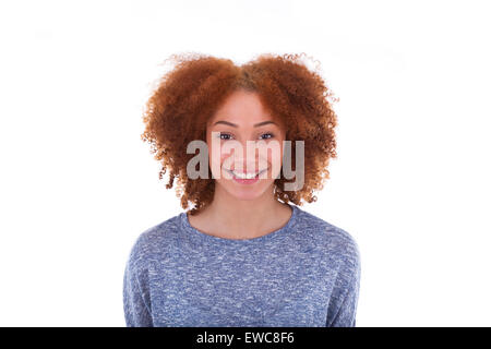 Young african american woman isolé sur fond blanc Banque D'Images