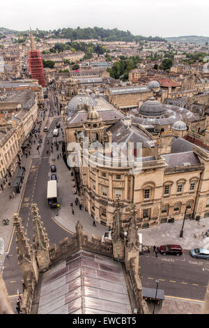 Vue de la ville de Bath depuis le toit de l'abbaye de Bath dans le Somerset Bath Banque D'Images