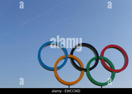 Photo : vue générale des anneaux olympiques tiré sur le 9 août 2012 au Parc olympique durant les Jeux Olympiques de Londres en 2012 à Londres, au Royaume-Uni. © YUTAKA/AFLO SPORT/Alamy Live News Banque D'Images
