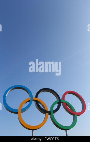 Photo : vue générale des anneaux olympiques tiré sur le 9 août 2012 au Parc olympique durant les Jeux Olympiques de Londres en 2012 à Londres, au Royaume-Uni. © YUTAKA/AFLO SPORT/Alamy Live News Banque D'Images