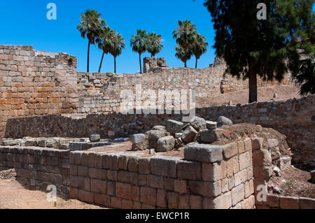 Murs Alcazaba, Merida, Badajoz province, région de l'Estrémadure, Espagne, Europe Banque D'Images