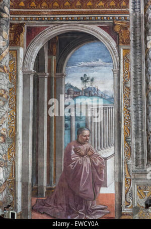 Détail de fresque, chapelle Tornabuoni (majeur), la Chapelle Santa Maria Novella, Florence, Italie Banque D'Images