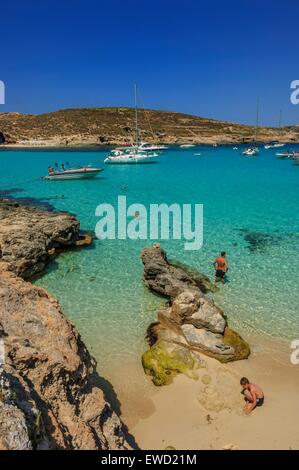 Le Blue Lagoon, Comino. Gozo. Malte Banque D'Images