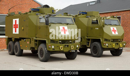 Mowag Duro protégée tout-terrain véhicule tactique en 6×6 configuration utilisée comme une ambulance militaire de l'armée danoise. Banque D'Images